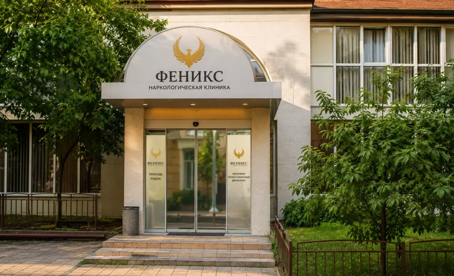 Вход в наркологическую клинику «Феникс» в Бронницах